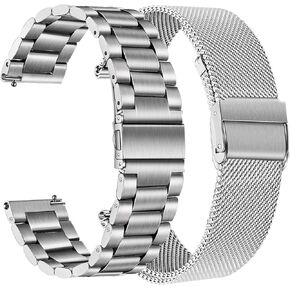TRUMiRR Band Sets for Venu 3S (41mm) Women Smart Watch, Solid Stainless Steel Metal + Mesh Watchband for Garmin Garmin Venu 3S / Venu 2S / Forerunner 265S / Vivomove 3S