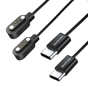 Magnetic Smart Watch Charging Cable Compatible with Apple, Samsung, and Fitness Watches, Quick Charge with 2-Pin Connections, USB Type-A T Shape, 2.84mm (USB Type-A [T Shape])