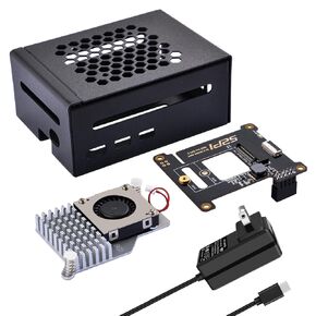 GeeekPi Metal Case for Raspberry Pi 5, with Pi 5 Official Active Cooler, N05 M.2 NVMe SSD PCIe Peripheral Board and 27W USB C Power Supply for Raspberry Pi 5 8GB 4GB