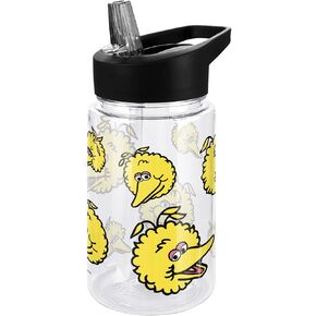 LOGOVISION Sesame Street Kids Tritan Plastic Water Bottle with Straw Lid and Handle, Reusable Tumbler for Toddlers, Unisex for Girls and Boys, 12oz, Abby Head Pattern