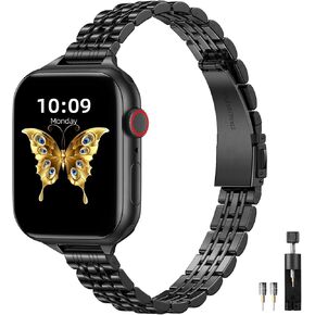Lerobo Slim Stainless Steel Band Compatible for Apple Watch 38mm 40mm 41mm 44mm 45mm 42mm 49mm for Women,Adjustable Metal Band Compatible with iwatch Ultra Series 9 8 7 6 5 4 3 2 1 SE All Models