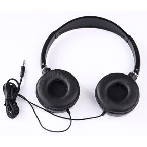 Pro Replacement Wired Headphones with Mic WH001(Black), Foldable On Ear Wired Headset with 3.5mm Plug, Universal Wired Headset with Microphone for Phone Calls, Music