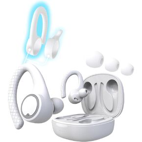 Coby True Wireless Bluetooth Earbuds | Interchangeable Ear Hooks & Tips | Sweat-Resistant |14-Hours Play Time | Drop-Proof Charging Case | Wireless Headphone w. On-Ear Controls | Gym Ready | Black