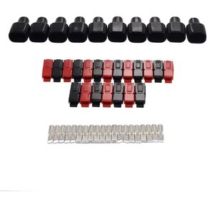 30A Battery Connectors Contacts Modular Power Supply Battery Connectors for 30 AMP 30 A,10 Pcs Black Housings+10 Pcs Red Housings+20 Pcs Contacts+10 pcs Sleeve Covers