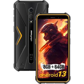 Ulefone Armor X12 Pro Rugged Phones Unlocked, 5.45 inch Screen, Android 13, 8GB + 64GB, 13MP + 8MP Waterproof Camera, 4860mAh Battery, Military Grade Smartphone, Face ID, NFC, OTG, WiFi - Orange