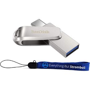 SanDisk 128GB Ultra Dual Drive Luxe USB Type-C Flash Drive for Microsoft Surface Go 3, Surface Book 3, Surface Duo 2, Surface 4 (SDDDC4-128G-G46) Gen 1 Bundle with 1 Everything But Stromboli Lanyard