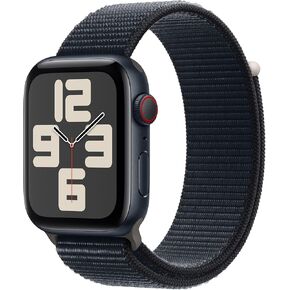 Apple Watch SE الجيل الثاني مقاس 40 ملم بنظام تحديد المواقع العالمي + هيكل من الألومنيوم لشبكة الهاتف الخلوي - حزام رياضي منتصف الليل (متجدد)