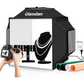 Glendan Upgrade Light Box & Soft Box, 20"x20" Professional Portable Photo Box with 1222 LED Lights Photo Studio Light Box Photography with 4 Color PVC Backdrops for Jewelry and Product Photography