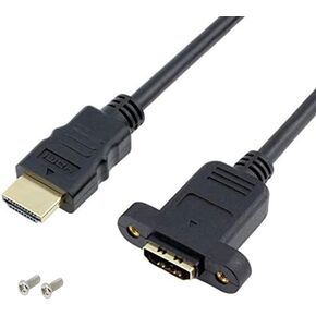 Qaoquda Panel Mount HDMI Extension Cable High Speed HDMI Male to Female Extension Cable with Screw Nut Support 4K Resolution for Blu Ray Player, 3D TV, Roku, Xbox360,Black (1 FT/30 CM)