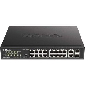 D-Link 18-Port Fast Ethernet PoE+ Switch Unmanaged Desktop, 16x PoE+ (247 Watt), 2X Gigabit Combo Ports (DES-1018MPV2)
