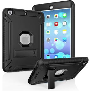 MAKEIT CASE iPad Mini Case, iPad Mini 2 Case, iPad Mini 3 Case, Three Layer Heavy Duty Shockproof Protective Case with Kickstand for iPad Mini,iPad Mini 2,iPad Mini 3 (Black)