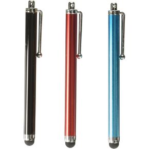 Bastex 3 قطع Aqua Blue/Black/Red Stylus/styli قلم لوحي للهاتف المحمول بشاشة تعمل باللمس لهاتف iPhone 4 4s 3 3Gs iPod Touch iPad 2 Motorola Xoom، Samsung Galaxy، BlackBerry Playbook Barnes وNoble Nook Color in Kuwait