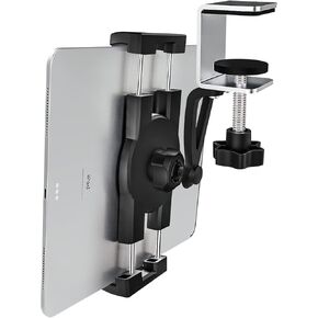 Kitchen Cabinet Tablet Mount Holder for 4.7"-12.9" Phone & iPad - Under Counter Tablet Holder Stand with Metal Clamp for Desk Shelf, Compatible iPad Pro/Air/Mini, Galaxy Tabs, iPhone, Tablets
