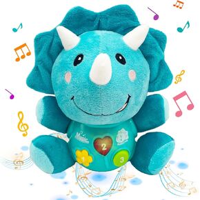 Baby Toys 6 to 12 Months - Infant Baby Musical Toy for 1 Year Old Boys Girls Cute Elephant Plush Toys Newborn Toy 6 9 12 18 Month Best Gift (Dinosaur)