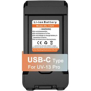 BAOFENG BL-13UV Original Battery USB-C Charging Enlarge Li-ion Battery Rechargeable DC7.4V for GM-15 Pro UV-13 Pro P15UV UV88 UV98