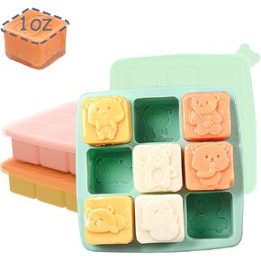 صينية تجميد من السيليكون مع غطاء، حاوية تخزين طعام لأغذية الأطفال محلية الصنع والخضروات ومهروس الفاكهة ومغذية حليب الثدي ومجموعة صغيرة من القضم، وقوالب مصاصات حليب الثدي، 3 عبوات (صغيرة) in Kuwait