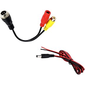 كابل فيديو RCA 4Pin إلى RCA محول 4Pin ذكر إلى RCA أنثى محول + DC لكاميرا السيارة