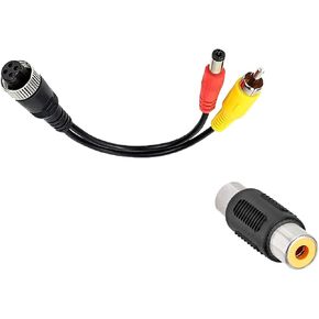 RCA video cable 4Pin to RCA Adapter 4Pin Male to RCA Female Adapter + DC for Car Camera