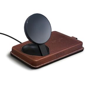 3 in 1 Wireless Magnetic Charger - Foldable Retractable 15W Charging Stand with Genuine Leather 6ft USB C Cables Nightlight for iPhone, MagSafe Cases, AirPods Pro, Apple Watch (Black)
