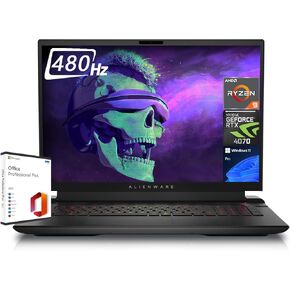 Alienware 2024 أحدث كمبيوتر محمول للألعاب M18، شاشة 18 بوصة FHD + 480 هرتز، AMD Ryzen 9-7845HX، NVIDIA GeForce RTX 4070، 64 جيجابايت DDR5، 2 تيرابايت SSD، Wi-Fi 6، مع ترخيص Windows 11 Pro وMicrosoft Office مدى الحياة