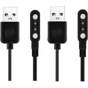 [2 Pack] Universal Smart Watch Charger Magnetic 4mm, Smartwatch Accessories Universal 2 Pin Magnetic Replacement Charger Compatible Cable Contact pin spacing 3.8mm - 4.2mm