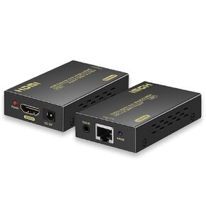 HDMI Extender Over Cat5e/6, HDMI Over Ethernet Extender 196ft, HDMI Balun Support HDMI 1.4 1080P 3D EDID, Adopting Single Power Supply POC Technology