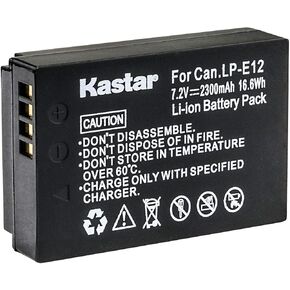 Kastar 1-Pack LP-E12 Battery 7.2V 2300mAh Replacement for Canon LP-E12 LPE12 Battery, Canon LC-E12 LC-E12E Charger