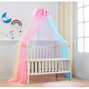Mengersi Bed Canopy Crib Canopy Holder Mosquito Net with Canopy Frame,Baby Canopy Bed Netting for Girls Room Decor (Pink)