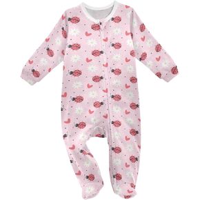 Insect Baby One-Piece Footies Ladybugs Long Sleeve Rompers Pajamas Zip Front Pjs for Boys Girls kids 3M