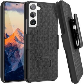 Samsung Galaxy S22 Plus Case, Fingic Galaxy S22 Plus Belt Clip Holster Case Slim Combo Shell with Kickstand Swivel Belt Clip Holster Rugged Protective Cover for Samsung Galaxy S22 Plus 6.6 inch, Black in Kuwait