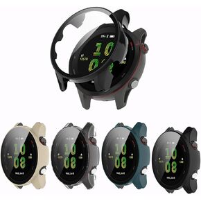 [عبوة من 4 قطع] حافظة حماية للشاشة مع زجاج مقسى متوافق مع الساعة الذكية Garmin Forerunner 255، حافظة صلبة من البولي كربونات وغطاء واقي للشاشة وملحقات ممتصة للصدمات للنساء والرجال