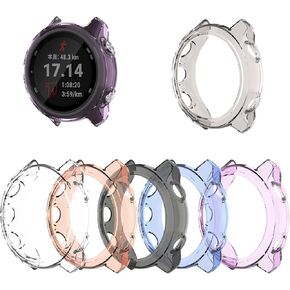 FitTurn [6 Pack] Clear Style Case Compatible with Garmin Forerunner 245 watch Replacement Screen Protector Case Cover TPU Shockproof Case Guard Thin Bumper Shell