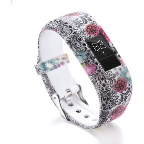 Compatible With Garmin Vivofit JR/JR 2/Vivofit 3 Bands Repacement,For Kids Boys Girls,Soft Silicone Pattern Adjustable Straps,Wristbands,Watch Band,With Secure Metal Clasp,Lagre&Small (Large, A)