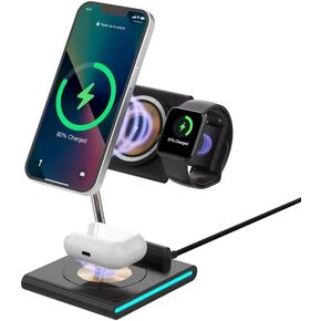 3 in 1 Wireless Charger for iPhone 15/14/13/12,Wireless Charging Station for Apple Devices, Charging Stand for Apple Watch Series, for AirPods in Kuwait