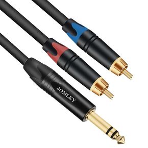 Dual RCA to 6.35mm Jack Stereo Cable, 2 RCA to 1/4" jack cable, Quarter inch TRS to RCA Audio Cable Insert Cable Y Splitter Cable-10ft/3M