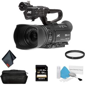 JVC GY-HM250 UHD 4K Streaming Professional Video Camcorder - Bundle with 64GB Memory Card + More