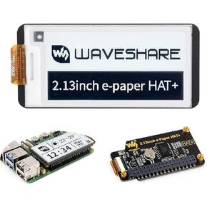 2.13inch E-Paper HAT+ for Raspberry Pi 5/ 4B/3B+/3B/2B/A+/Zero W/WH/Zero 2 W/Jetson Nano, E-Ink Display HAT+ Standard 250x122 Pixel SPI Interface with Pwnagotchi Tutorial Support Partial Refresh