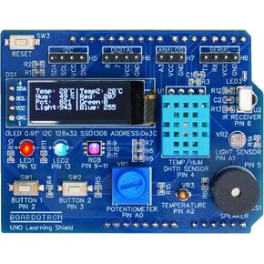 UNO Learning Shield + UNO R3 Board Compatible with Arduino Pre-Assembled All-in-One Starter Beginner Multifunctional Expansion Kit in Saudi Arabia