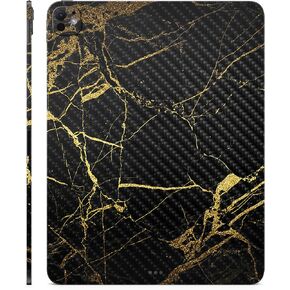 Carbon Fiber Tablet Skin Compatible with Apple iPad Pro 11 (M4) 2024 - Black Gold Marble - Premium 3M Vinyl Protective Wrap Decal Cover - Easy to Apply | Crafted in The USA by MightySkins