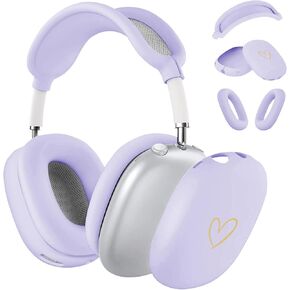Case Cover for AirPods Max,Anti-Scratch Soft Silicone with Gold Heart Pattern Ear Cups Case Cover/Ear Pad Cover/Headband Cover for Apple Airpod Max Headphones (Black)