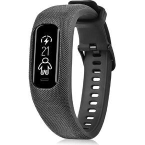 Strap TPU Wristband Compatible with Garmin vivosmart 3/5/vivosport, Activity and Fitness Tracker (Dark Black) Medium