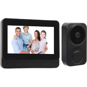 Wireless Video Doorbell Intercom System, Monitor with Metal HD Door Camera Video Intercom with 256G Card Record(not included) APP Remote 2 Way Audio, Unlock for Home Security System