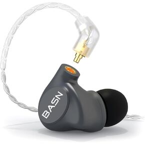 BASN Metalen PRO 4 Drivers in-Ear Monitors Headphones for musicians, Noise Isolating Enhanced Bass Sound Earphones with CNC Metal Craft Shell, Wired Upgraded Detachable MMCX Cables(Gloss Black)