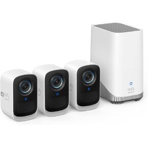 eufy Security eufyCam S300(eufyCam 3C)3-Cam Kit, Security Camera Outdoor Wireless, 4K Camera, Expandable Local Storage, Face Recognition AI, Spotlight, Color Night Vision, No Monthly Fee (Renewed)