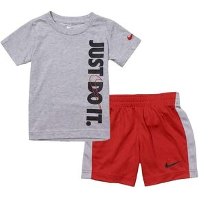 Nike T-Shirt/Shorts Set University Red/Grey Little Boy's 2-Piece Just Do It Sz 7