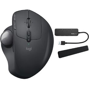 Logitech MX ERGO Advanced Wireless Trackball Bundle with MX Palm Rest and 4-Port USB 3.0 Hub (3 Items)