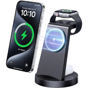Anlmz Wireless Magnetic Charger Station for iPhone:3 in 1 Charging Stand for iPhone15 14 13 12 pro max & AirPods 3/2/Pro & iWatch