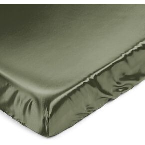 Sweet Jojo Designs Dark Green Boy Girl Gender Neutral Baby Satin Fitted Crib Sheet Infant Newborn Nursery Toddler Bed Room Standard Mattress Solid Hunter Forest Olive for Woodland Camo Deer Collection