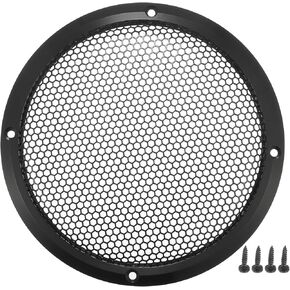 ACROPIX Universal 6" Car Speaker Grills Cover Mesh Round 6 Inch Audio Speaker Subwoofer Guard Protector Case with Mounting Screws Iron Aluminum Alloy Black - Pack of 1