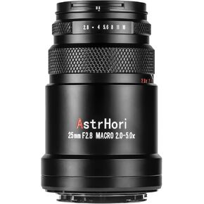 AstrHori 25mm F2.8 2-5X Ultra Macro Lens, Compatible with Full-Frame Sony E-Mount Mirrorless Cameras Alpha a7 a7II a7III a7R a7RII a7RIII a7RIV a7S a7SII a9 a7C
